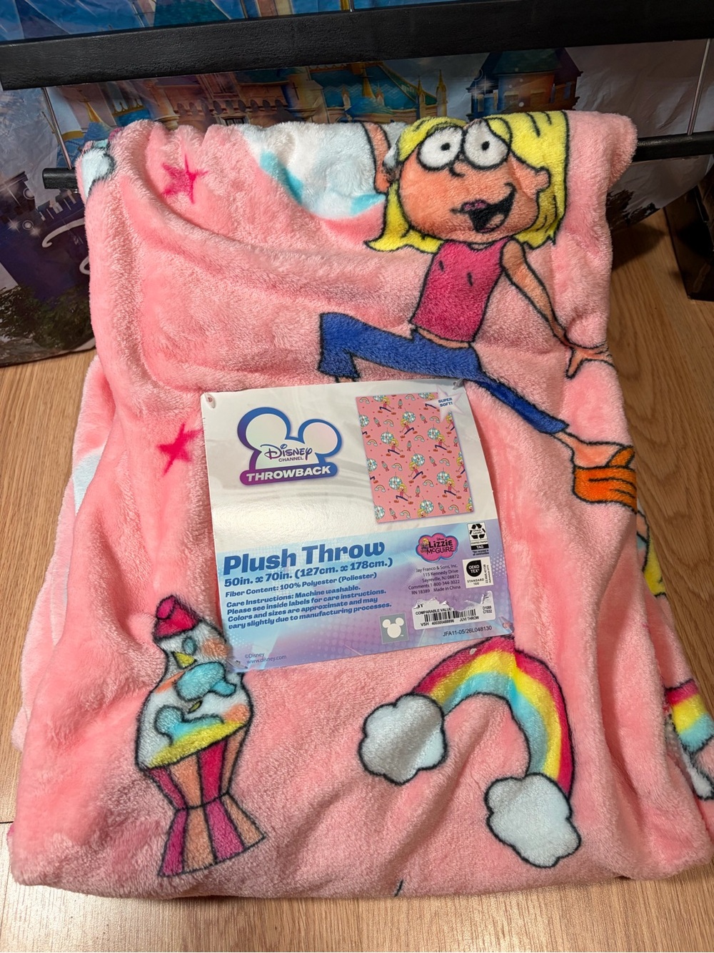 Disney Channel Throwback Pink Disco Lizzie McGuire Plush Throw 50x70 NWT